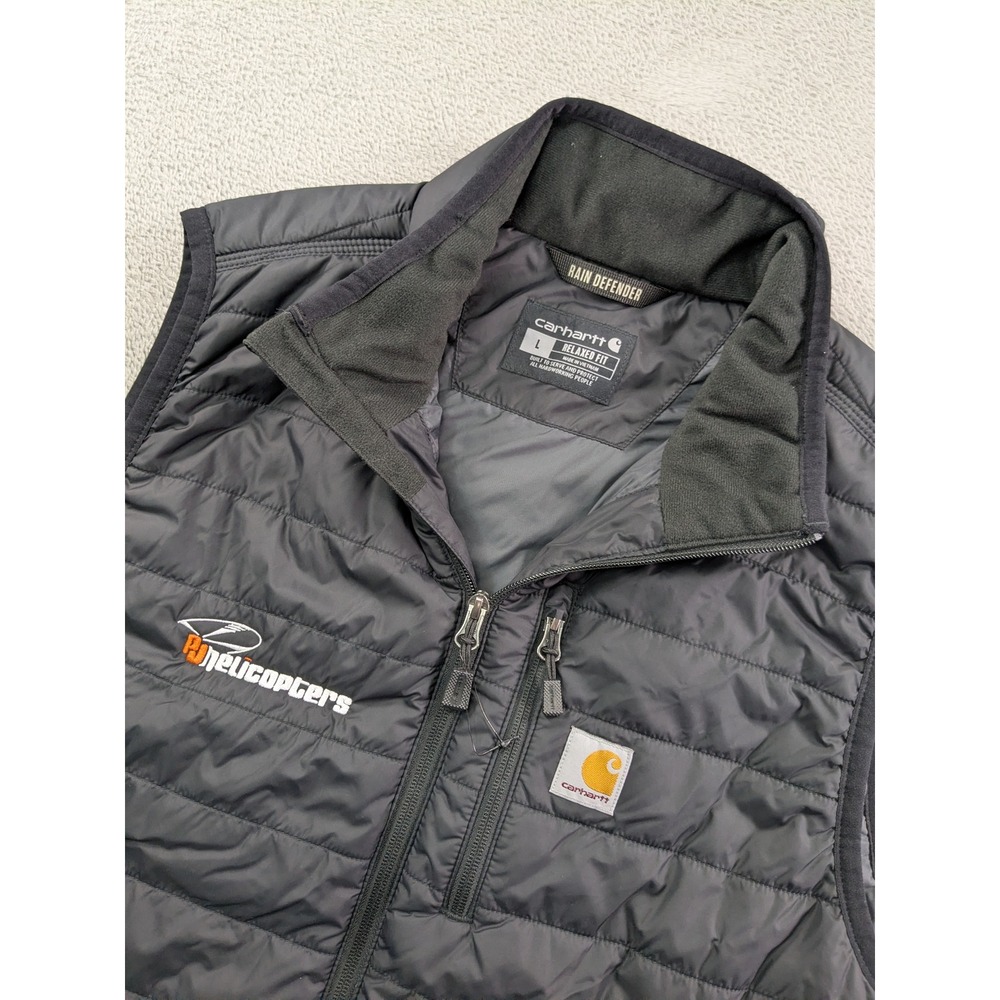 Carhartt Mens Rain Defender Relaxed Fit Puffy Vest Black PJ Helicopters Large
